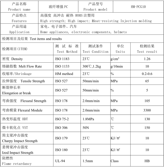 玻纤增强10%pc材料