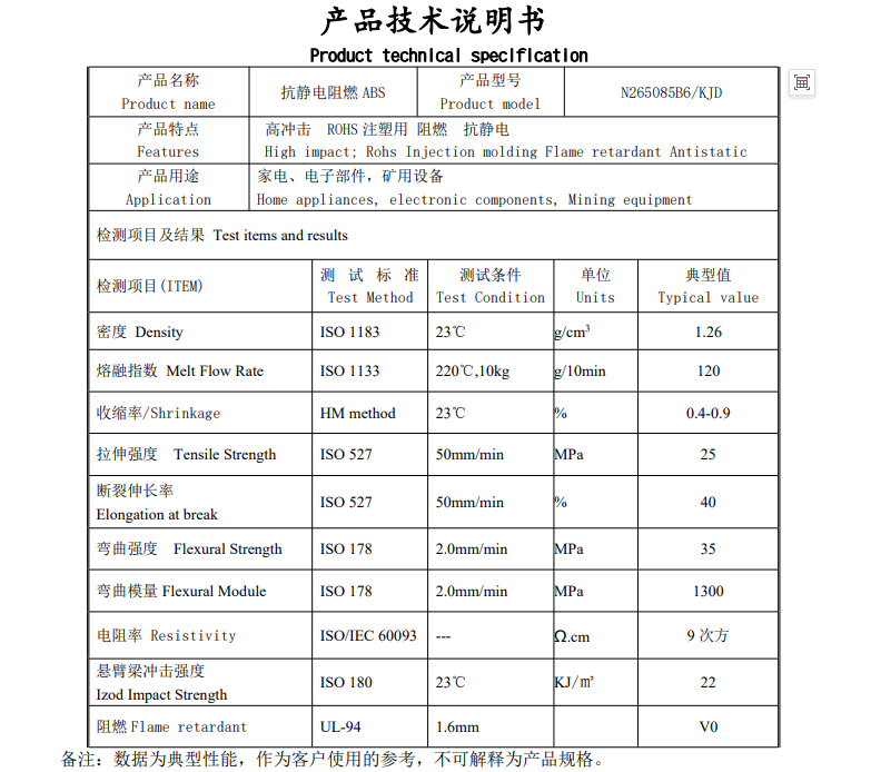 阻燃抗静电ABS材料